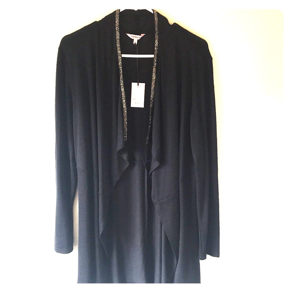 Juicy Couture Embellished Long Black Cardigan